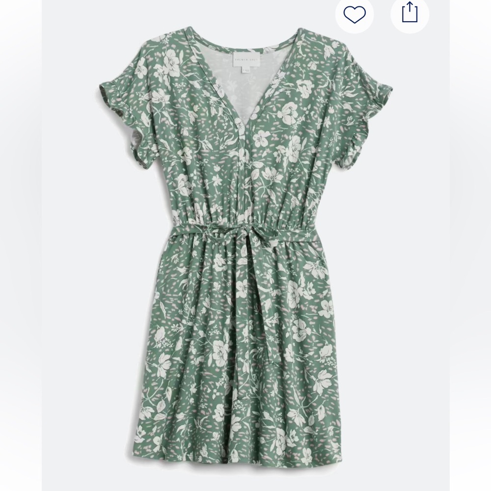 French Grey Green Flutter Sleeve Sundress